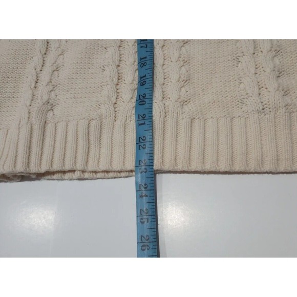 Thistle & Lavender Ivory Cable Knit Blue Ribbon Pullover Sweater Woman's Size XL - Picture 8 of 9